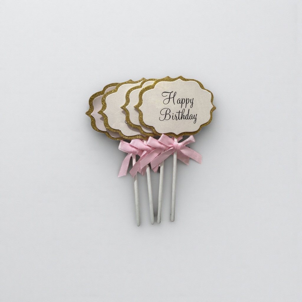 Conjunto de decoración de cumpleaños con cinta rosa tarjeta de cumpleaños en una caja de regalo exquisita