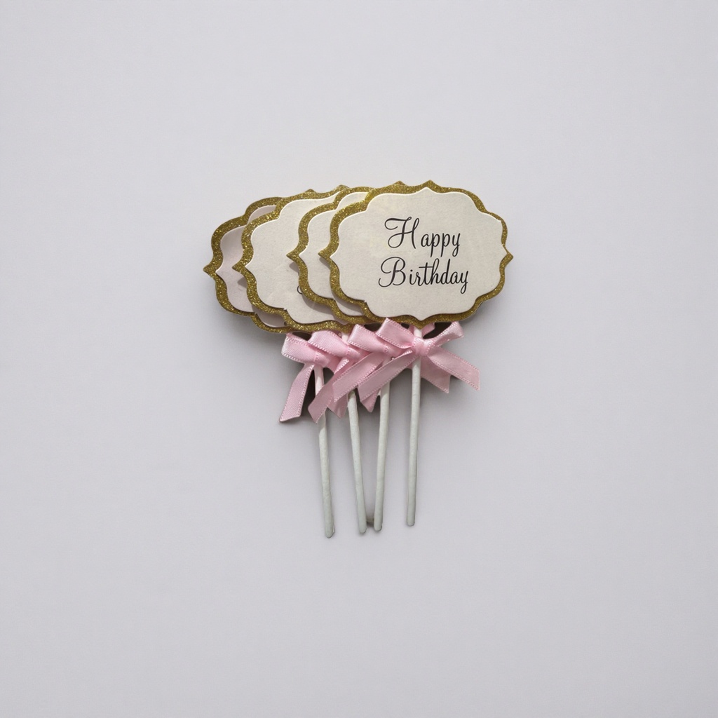 Conjunto de decoración de cumpleaños con cinta rosa tarjeta de cumpleaños en una caja de regalo exquisita details Picture