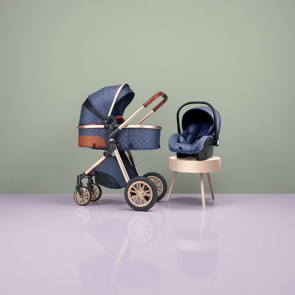 The baby stroller is made of aluminum alloy frame and can be retracted with one button. It features high shock absorption for newborns and allows them to lie down and sleep details Picture