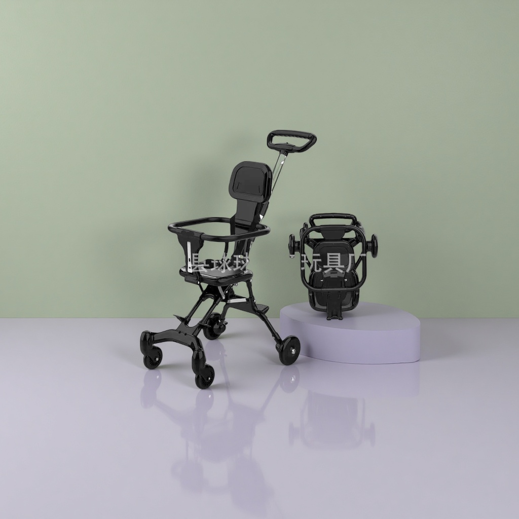 The black baby stroller is lightweight and foldable, suitable for both sitting and lying down, and ideal for newborns Specification image