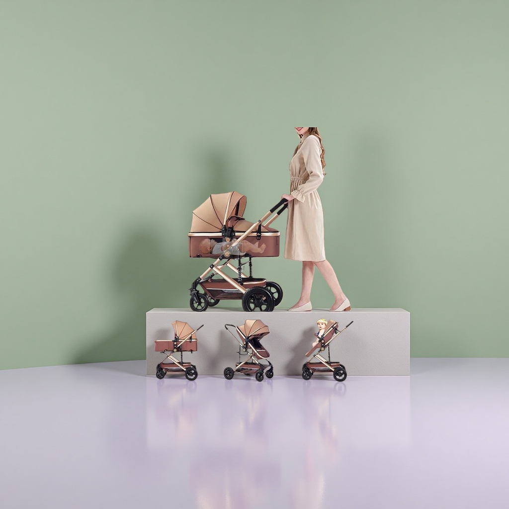 Baby stroller with 360-degree rotating swivel wheels, high view shock absorption, suitable for both sitting and lying down, ideal for newborns Specification image