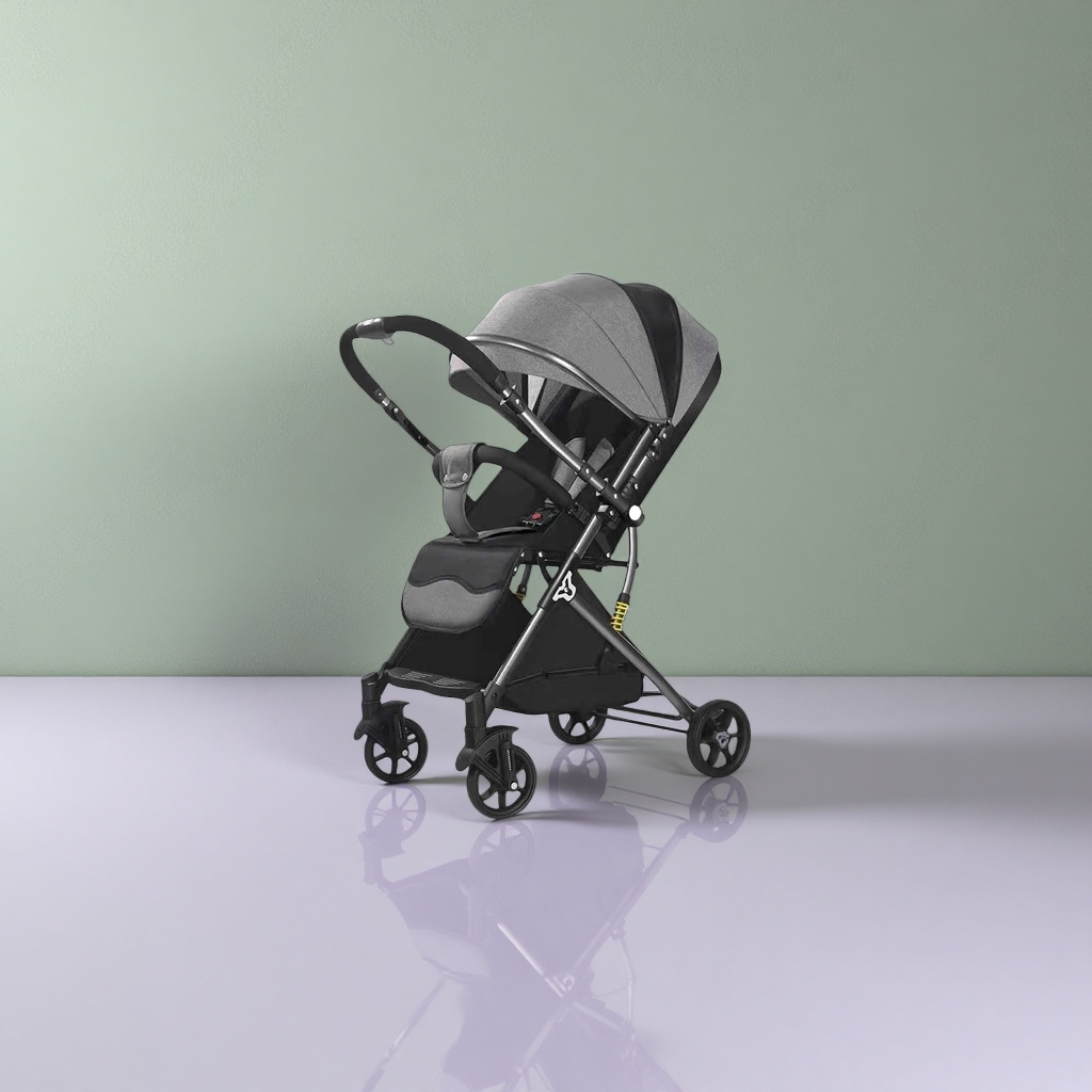 Baby trolley aleación de aluminio frame una llave para recoger el coche recién nacido high landscape anti-shock trolley Specification image