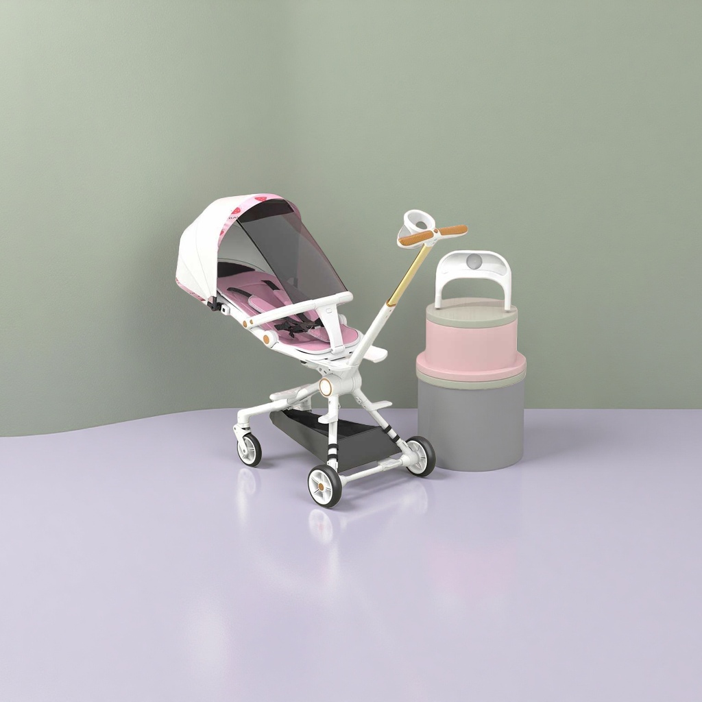 The baby stroller is lightweight and foldable, making it convenient for newborn babies to travel. It features high landscape shock absorption