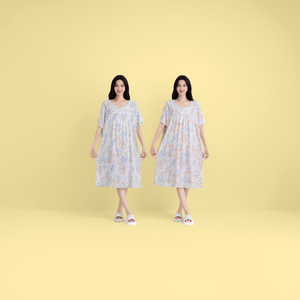 夏季家居服碎花连衣裙女宽松