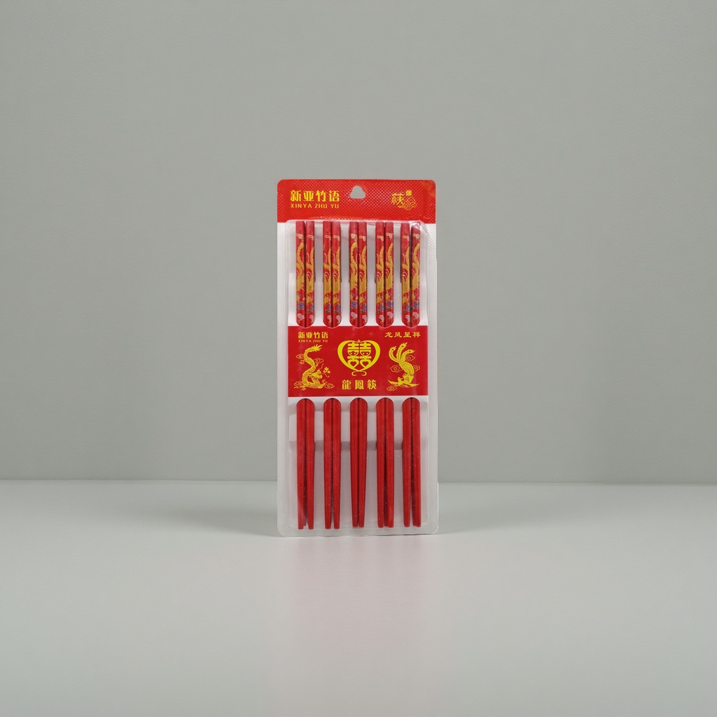 红色龙凤图案筷子套装产品图