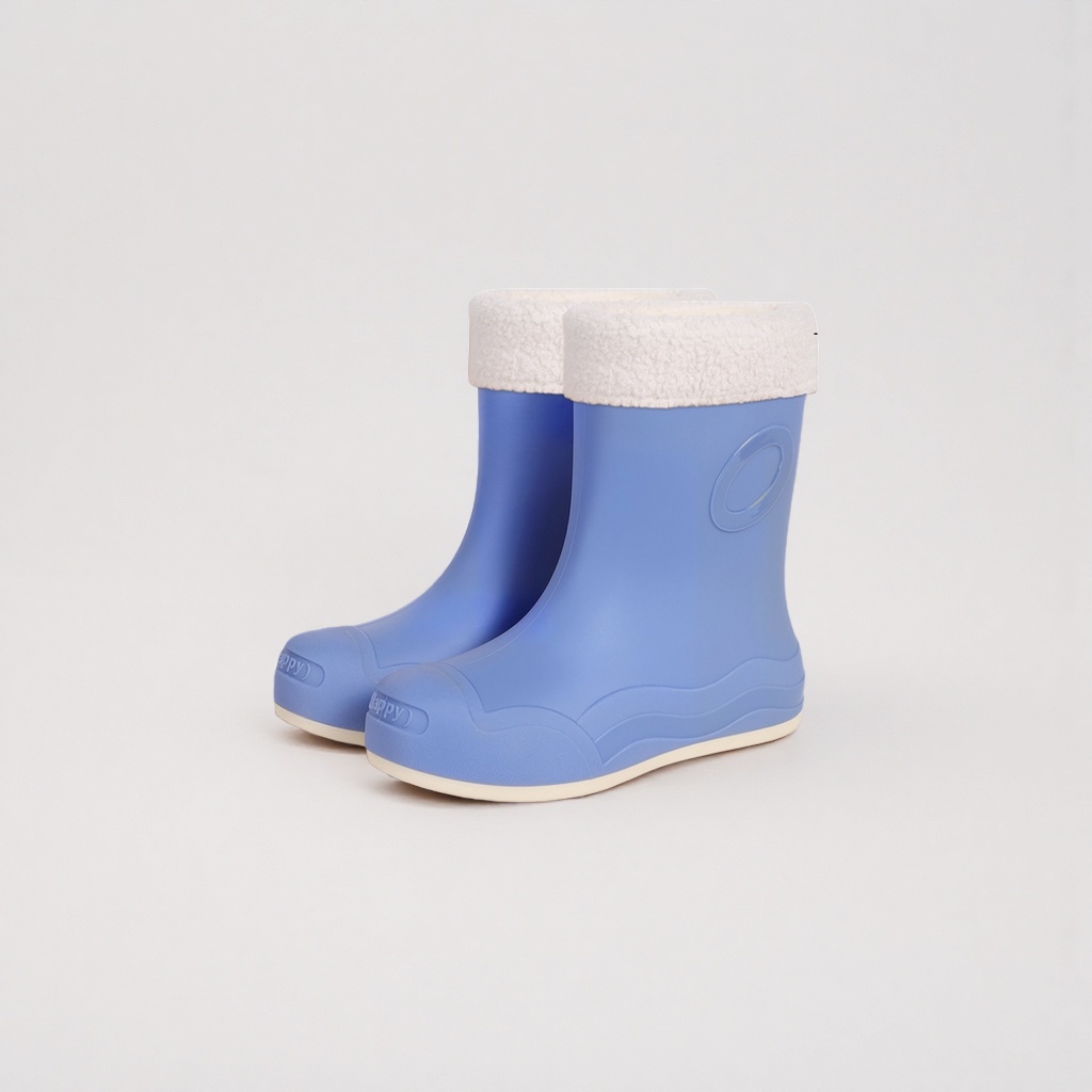 Blue rain boots for women, thickened anti-slip high-top rain boots, spring and autumn outdoor waterproof boots details Picture