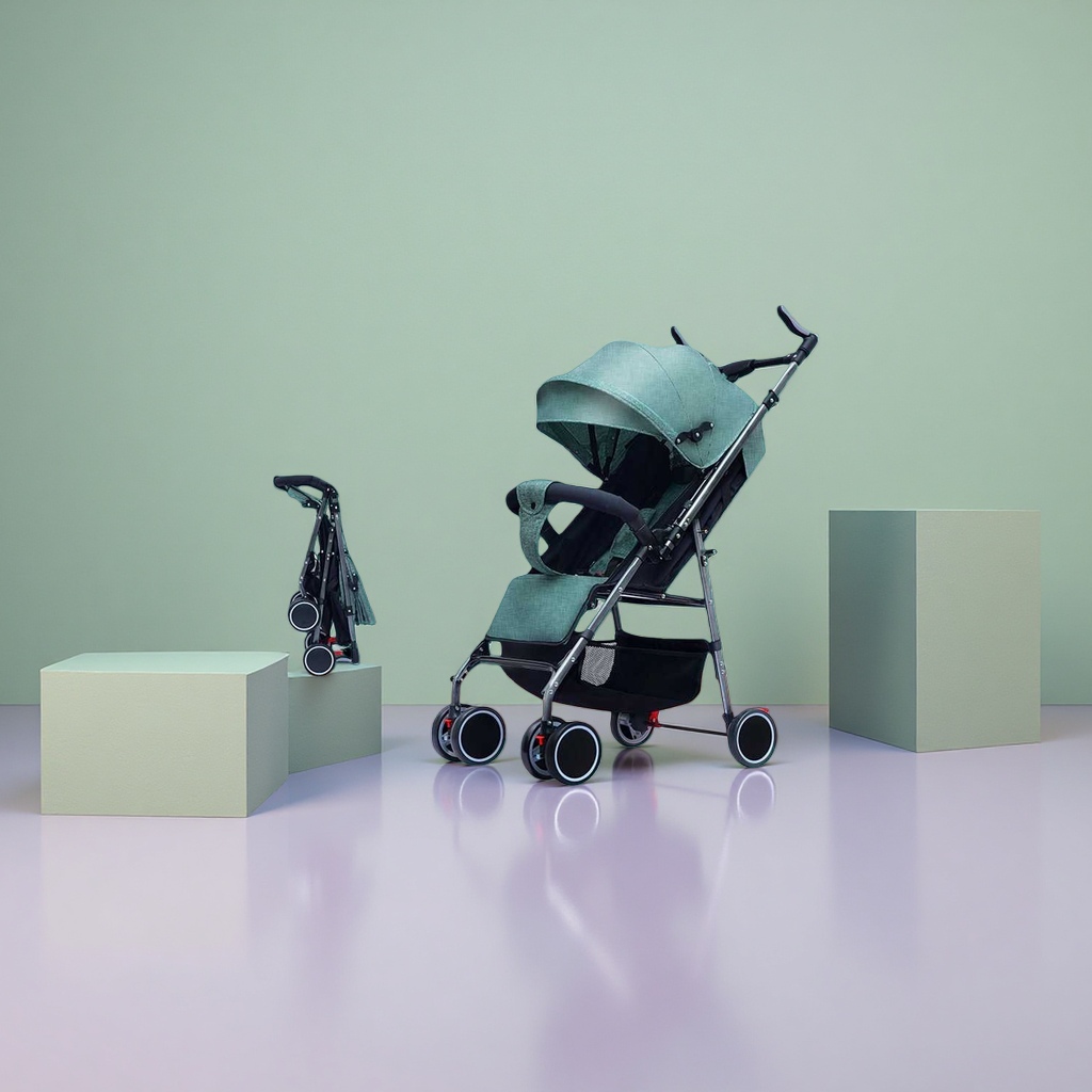 The baby stroller features an aluminum alloy frame with one-button retraction and 360-degree rotating universal wheels, suitable for newborns Application Scenario
