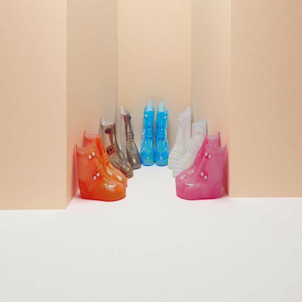 Colorful transparent rain boots for women, anti-slip and waterproof rain shoes, size 35-41
