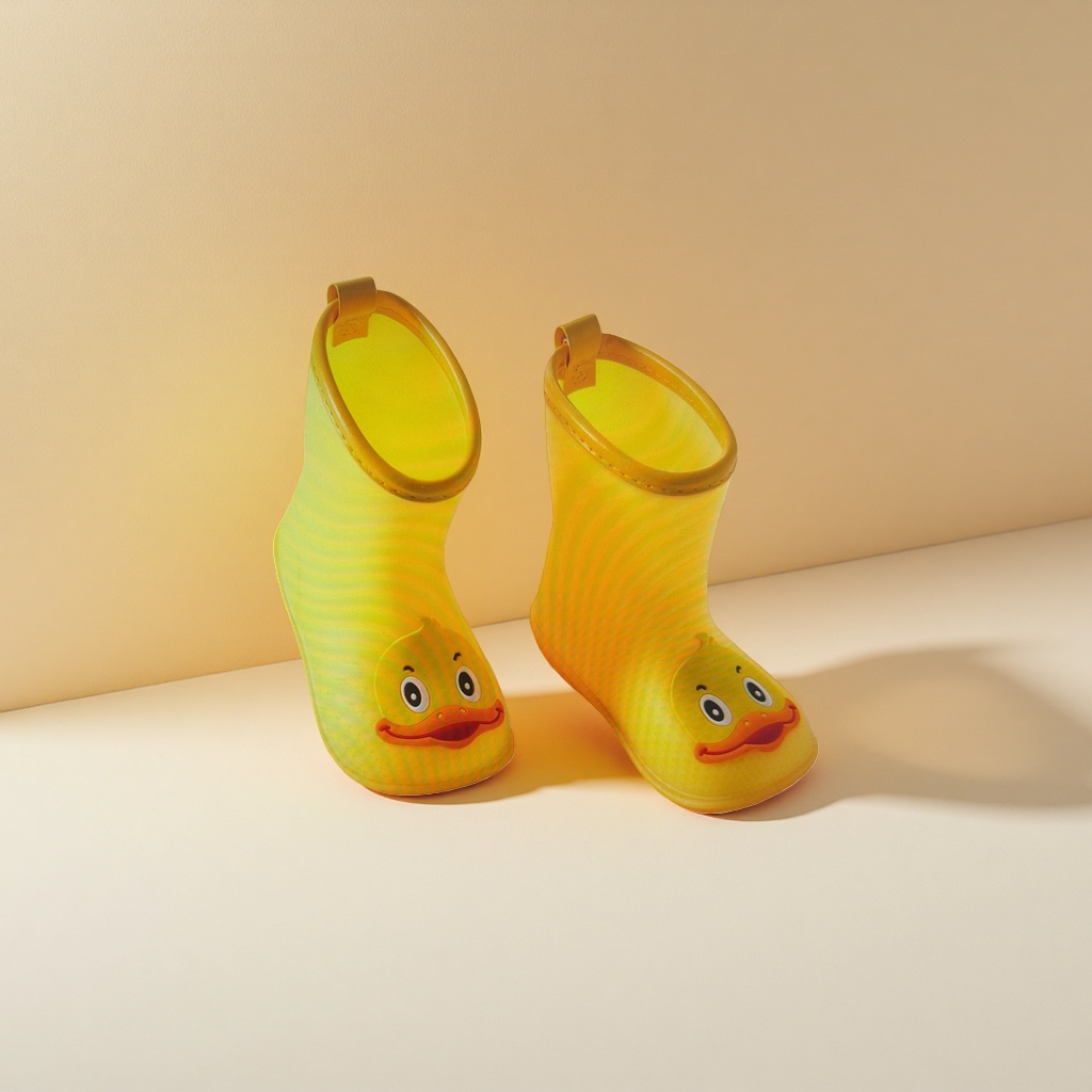 Yellow duckling children's rain boots, girls' waterproof and anti-slip rain shoes, 16cm Application Scenario