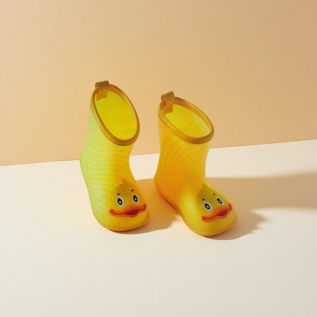 Yellow duckling children's rain boots, girls' waterproof and anti-slip rain shoes, 16cm