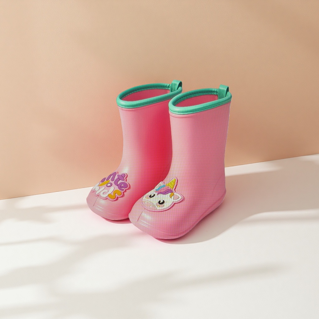 Pink children's rain boots, waterproof and anti-slip rain shoes for girls, spring and autumn style