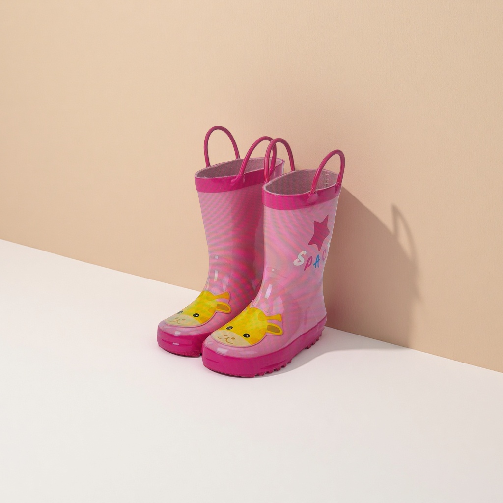 Pink children's rain boots, waterproof, anti-slip, thickened and warm outdoor shoes for rainy days Specification image