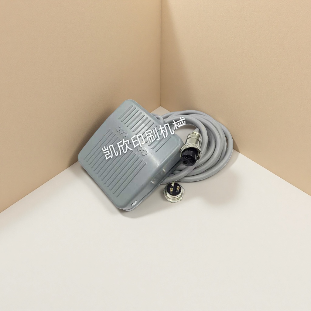 Grey foot switch, metal casing, waterproof and anti-slip, foot-operated power control switch