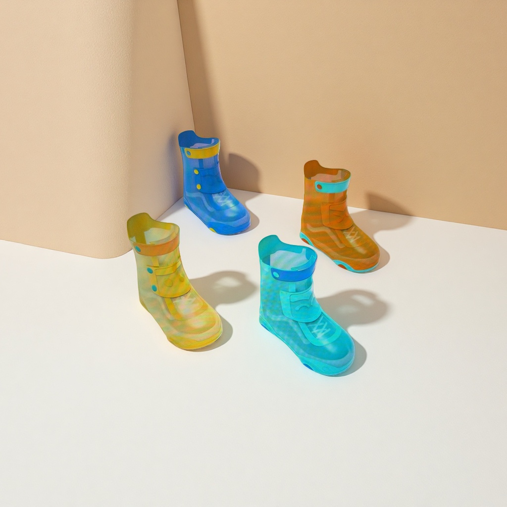 Colorful transparent rain boots, thickened PVC splash-proof children's rain boots, size 22-30