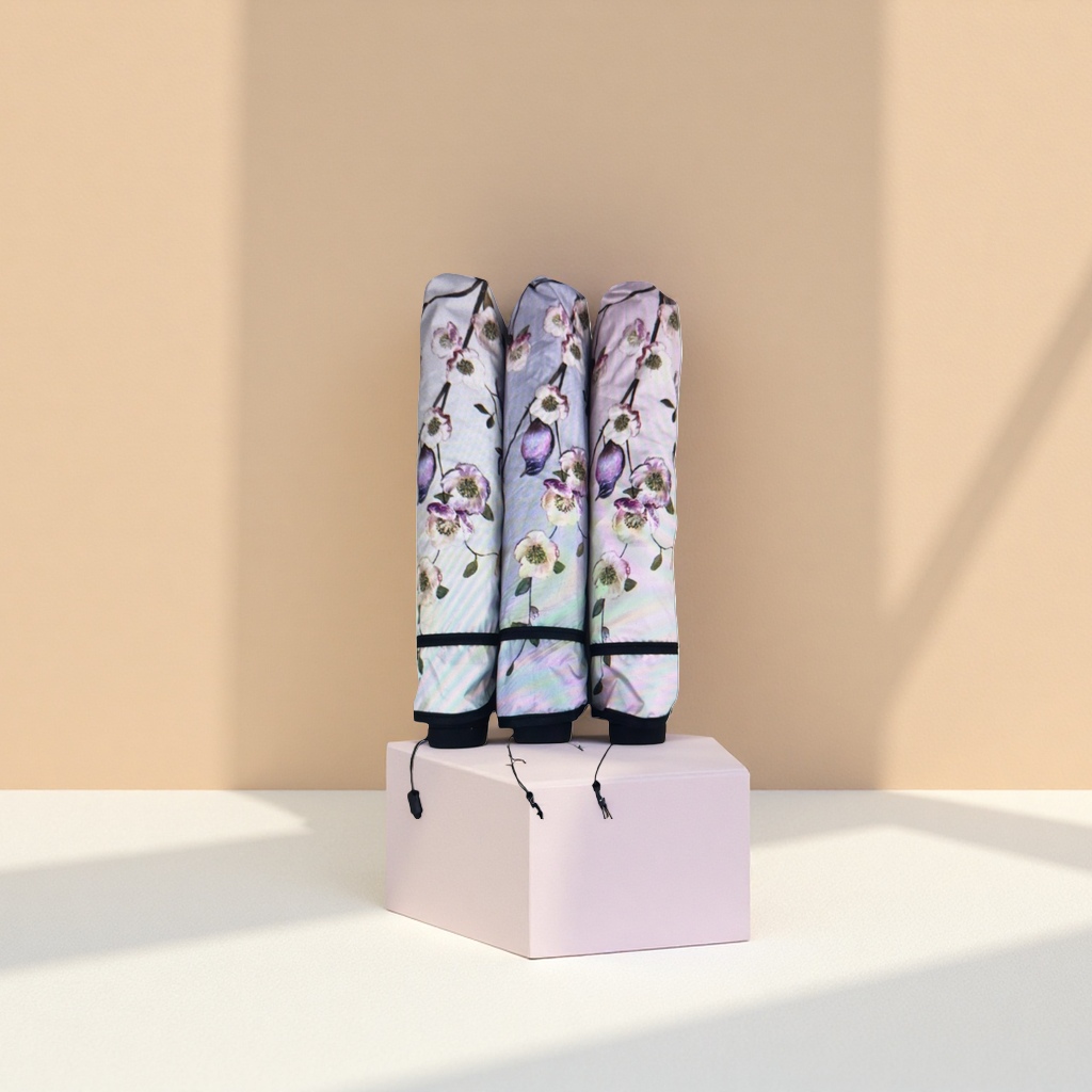 A portable, automatic opening and closing umbrella made of high-density impact-patterned fabric for women Specification image