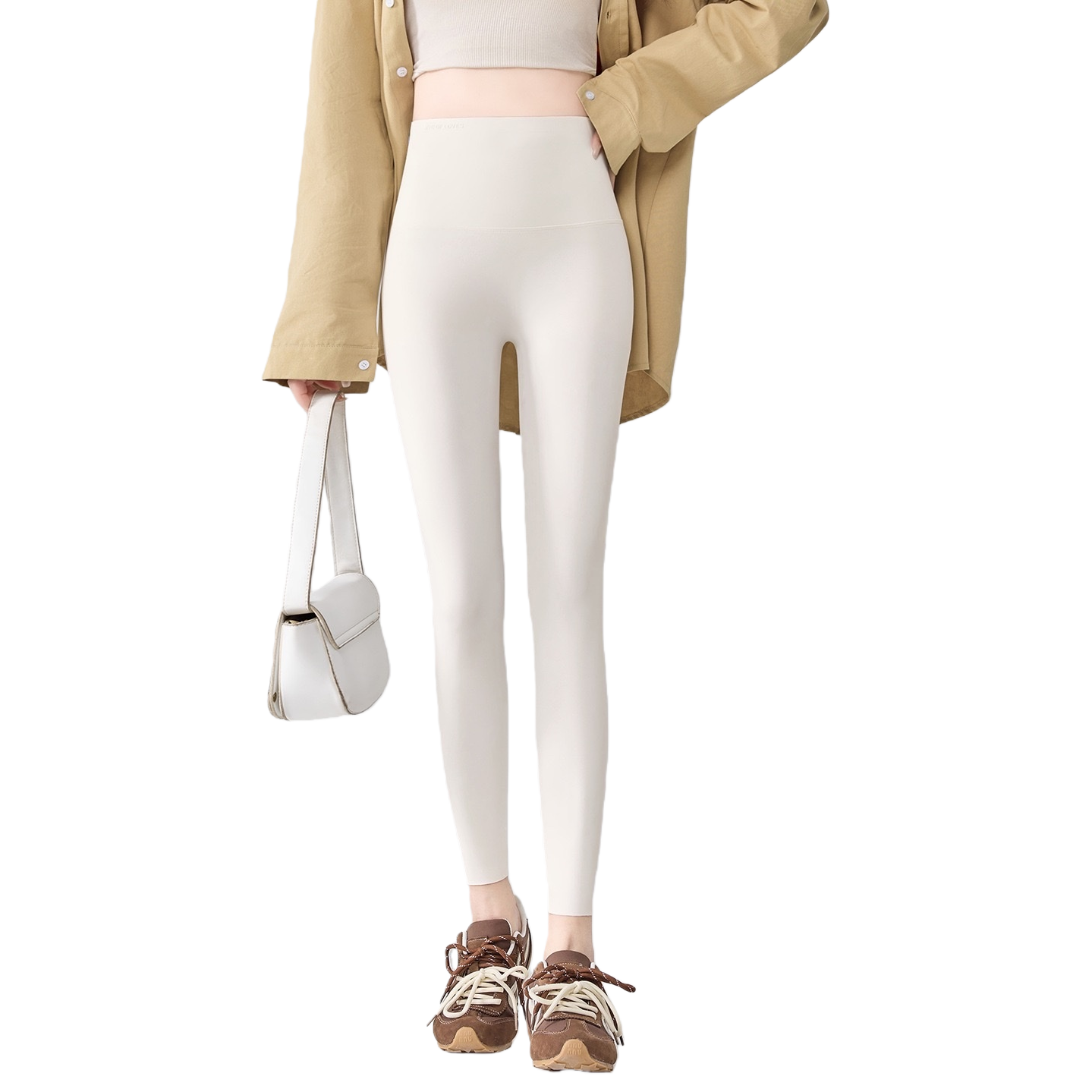 High-waisted, tight-fitting white skinny pants for women, elastic and form-fitting leggings Item Picture