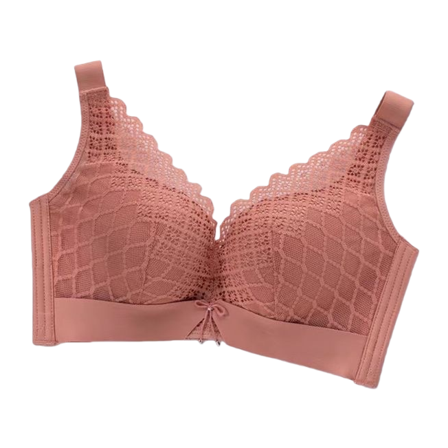 The pink lace bra, a comfortable undergarment without underwire, makes a woman's small chest look larger, sexy and breathable Item Picture
