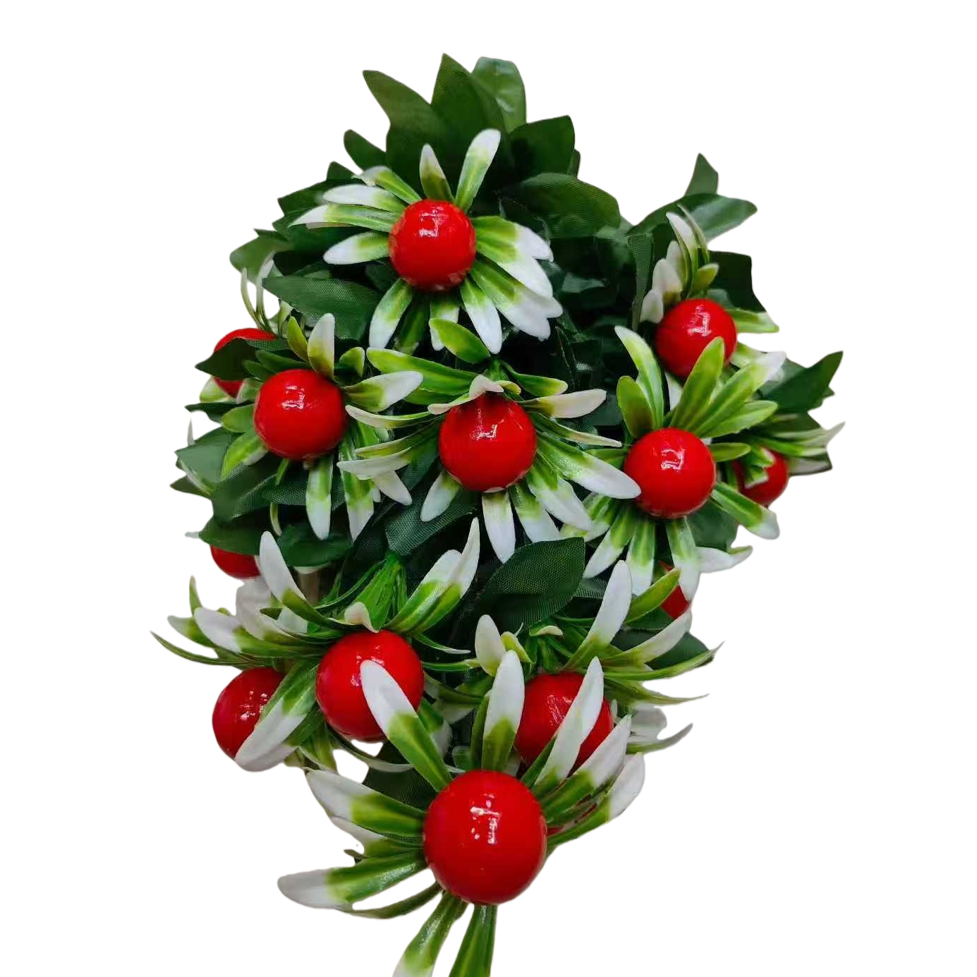 Fruta roja hoja verde pétalos blancos decoración bouquet simulaciones arreglos florales Item Picture