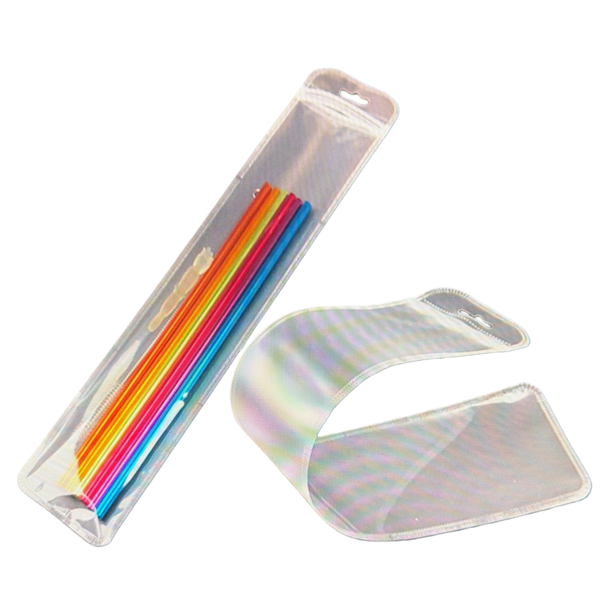 Transparent storage bags with colorful straws set of multi-sized portable dust-proof organizing supplies Item Picture