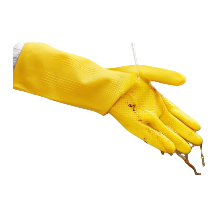 Yellow rubber gloves, anti-slip, wear-resistant, thickened household cleaning and labor protection gloves Item Picture