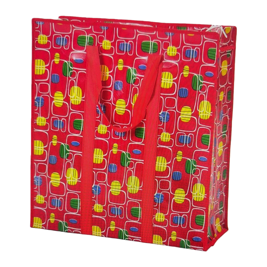 The large-capacity eco-friendly shopping bag with red pattern is reusable and portable Item Picture