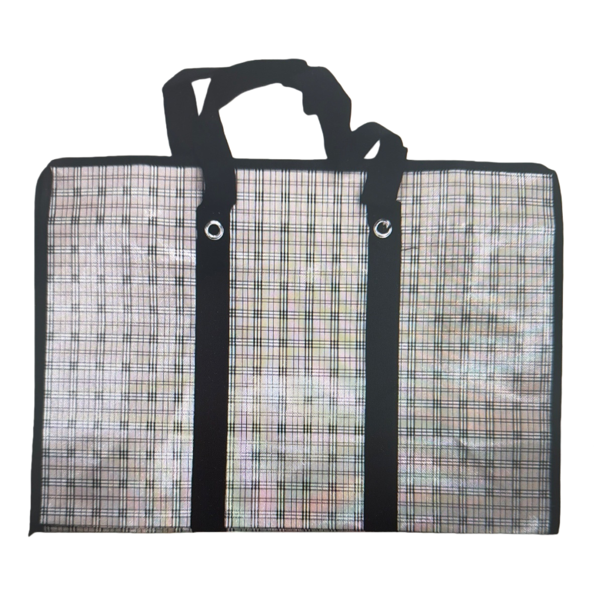 The checkered pattern handbag is a fashionable and retro cotton and linen material, a lightweight shopping bag for daily commuting Item Picture