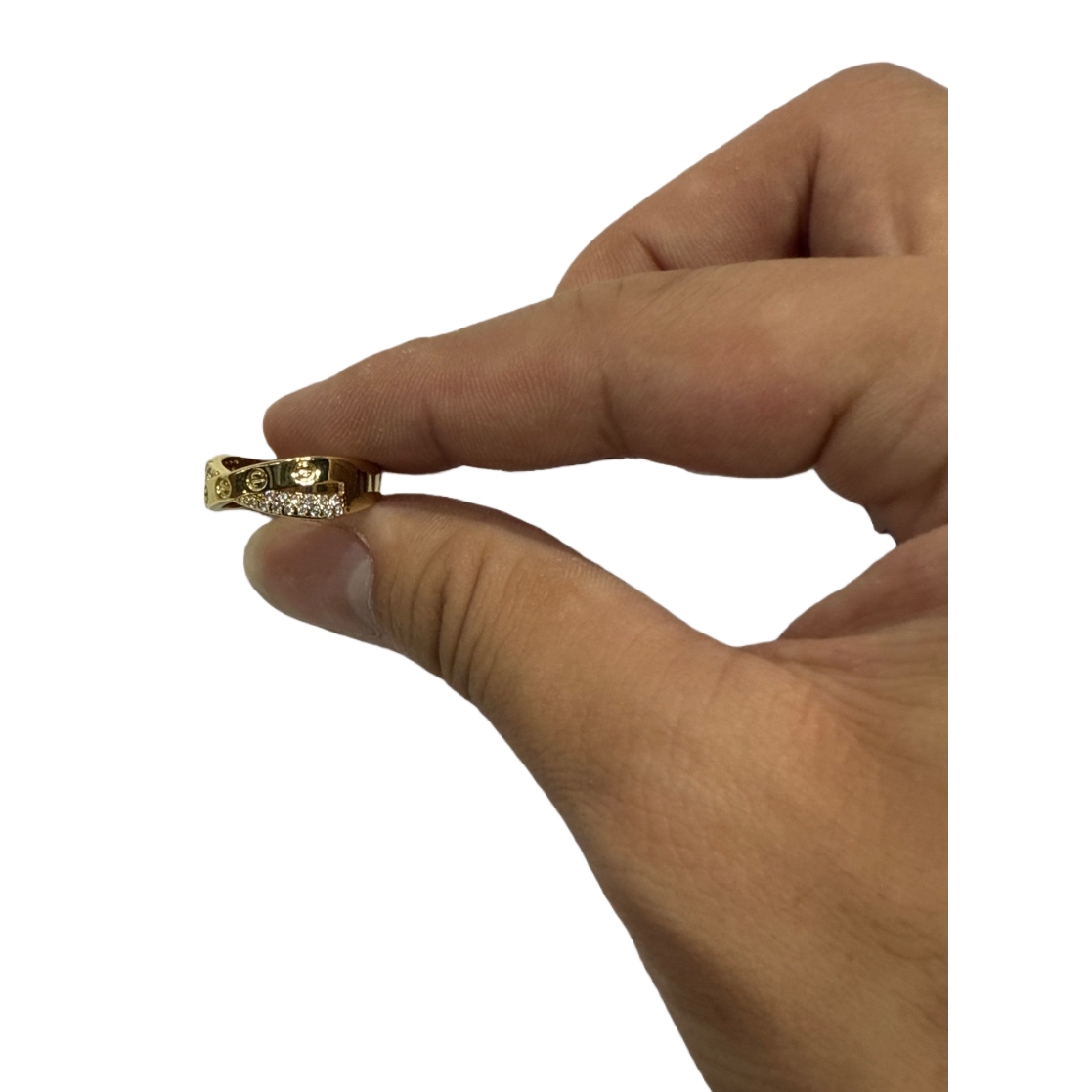 A simple and fashionable gold ring for ladies, a pure silver gold-plated ring with an 18K gold texture Item Picture