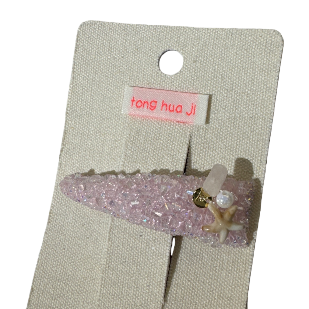 Pink glitter hair clips, sweet and girlish, bow decorative hair accessories Item Picture