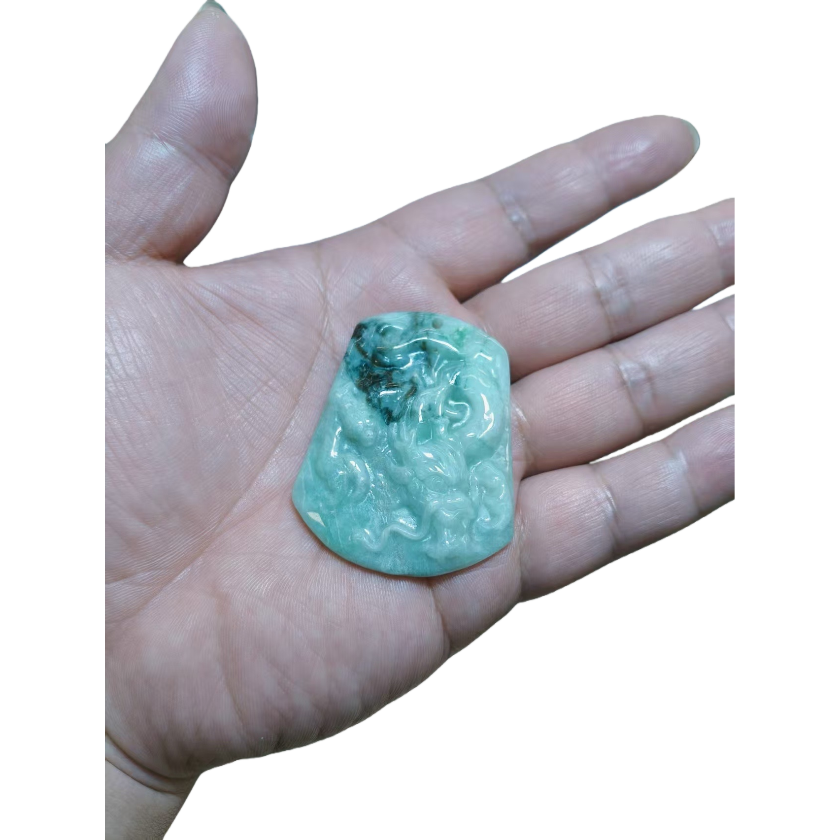 Jade dragon pendant carved piece, natural A-grade pendant, hand-carved jade Item Picture