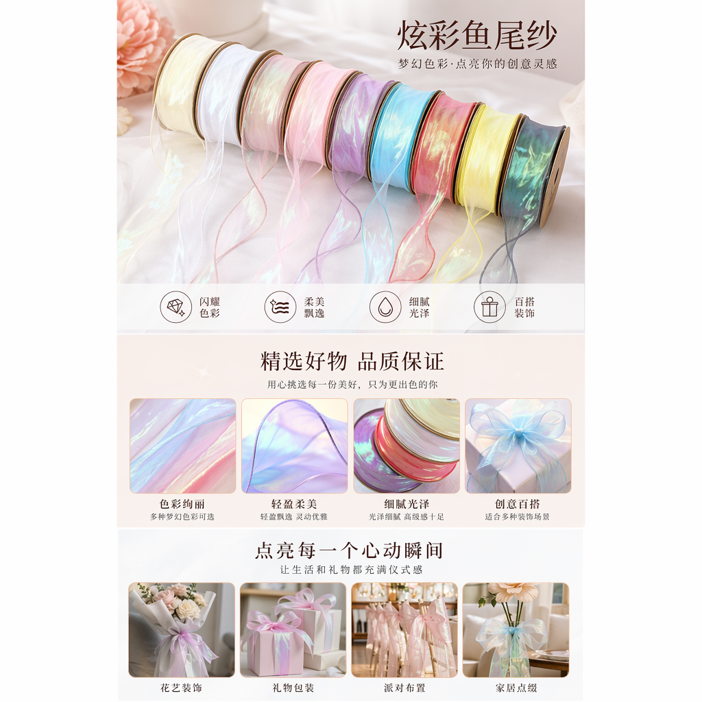 4.0cm鱼尾纱10码/卷详情1