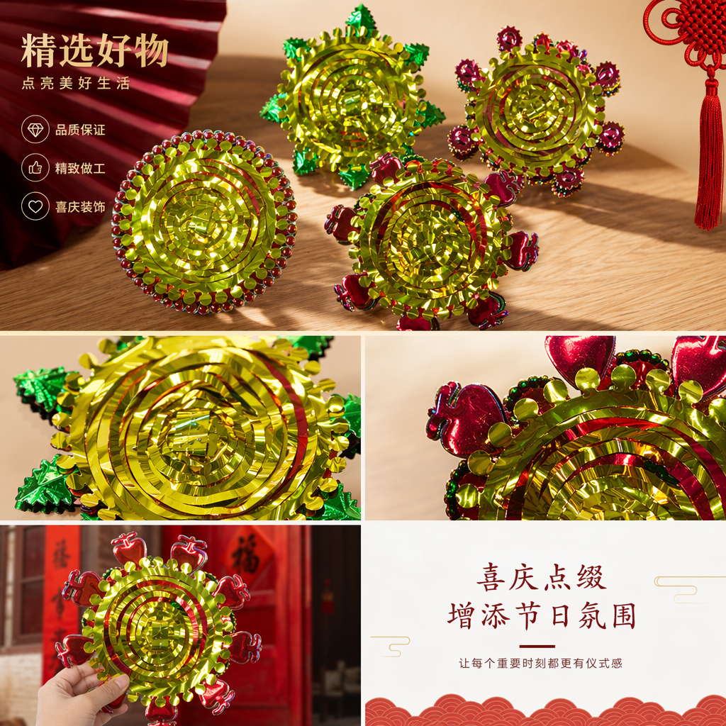 圣诞拉花装饰品爆款圣诞彩条喜庆玲珑圣诞详情1