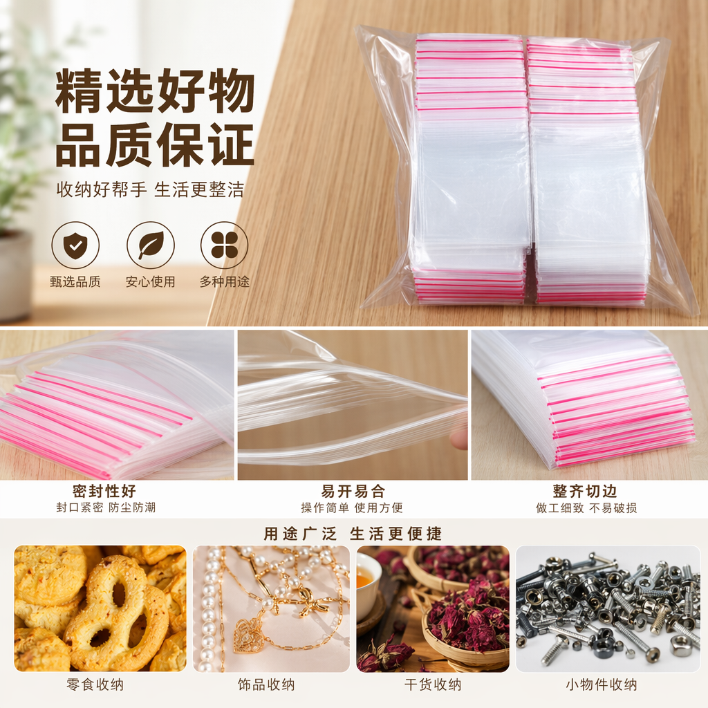 PE高透塑料自封袋20丝透明密封包装袋详情1
