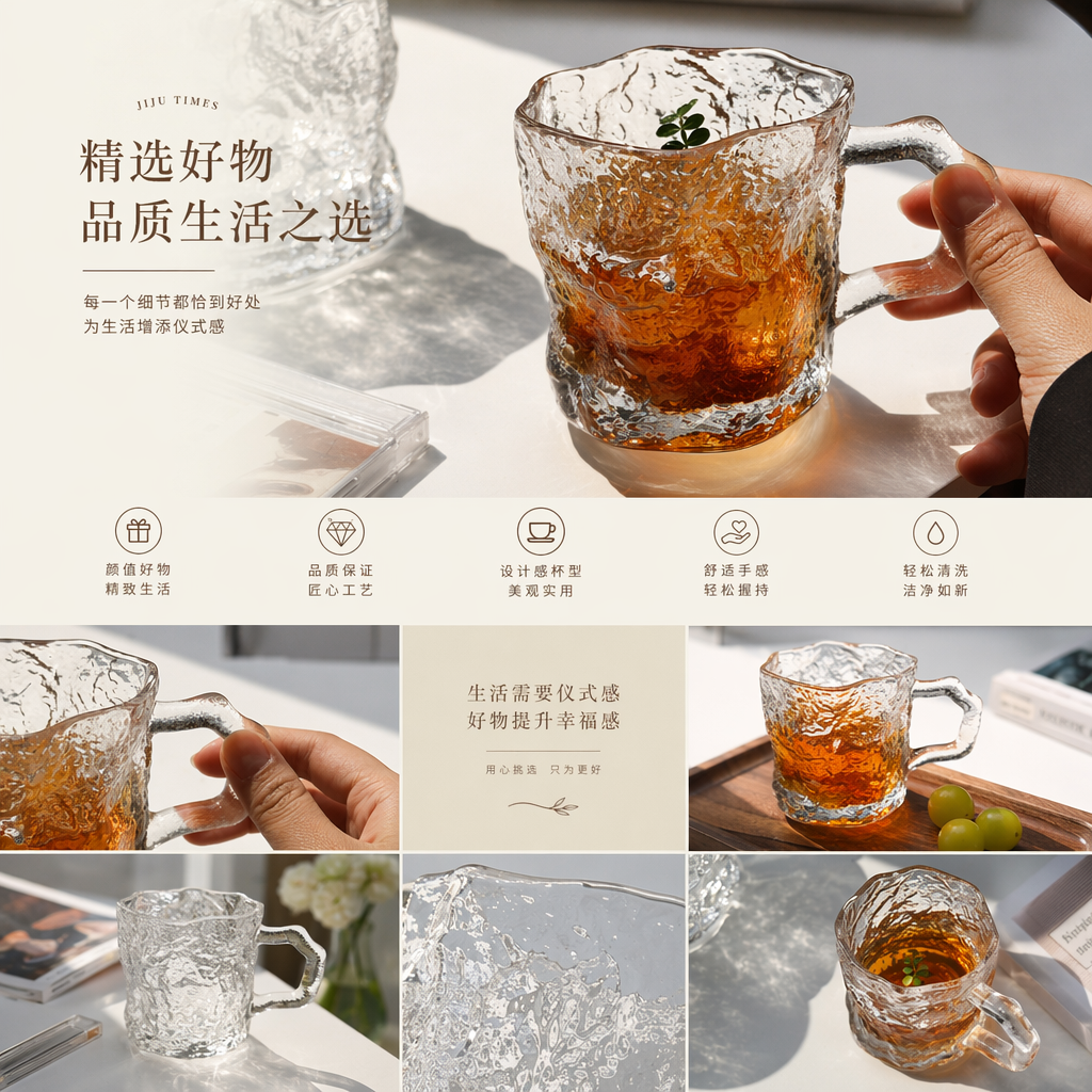 透明玻璃杯 高硼硅耐热防烫水杯家用简约风茶杯详情1