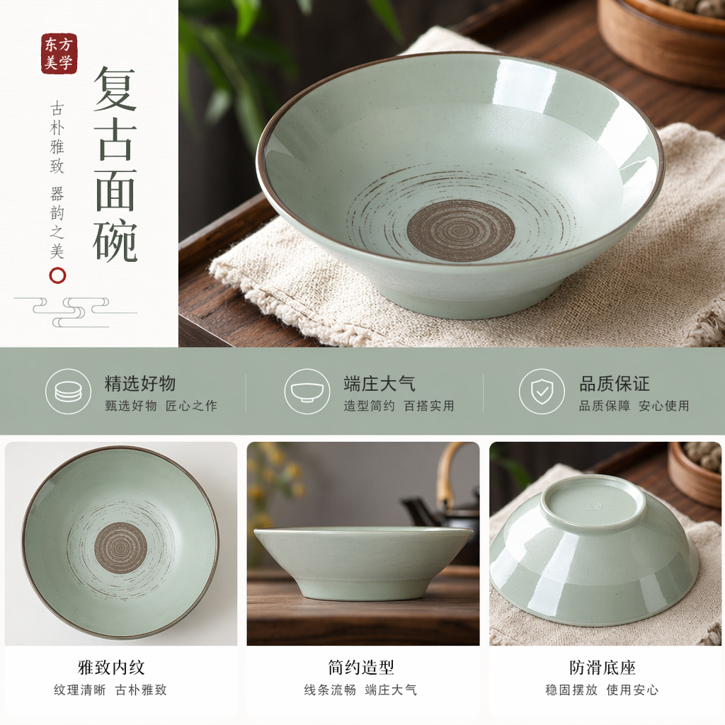 复古面碗 碗 陶瓷大容量家用日式拉面碗详情1