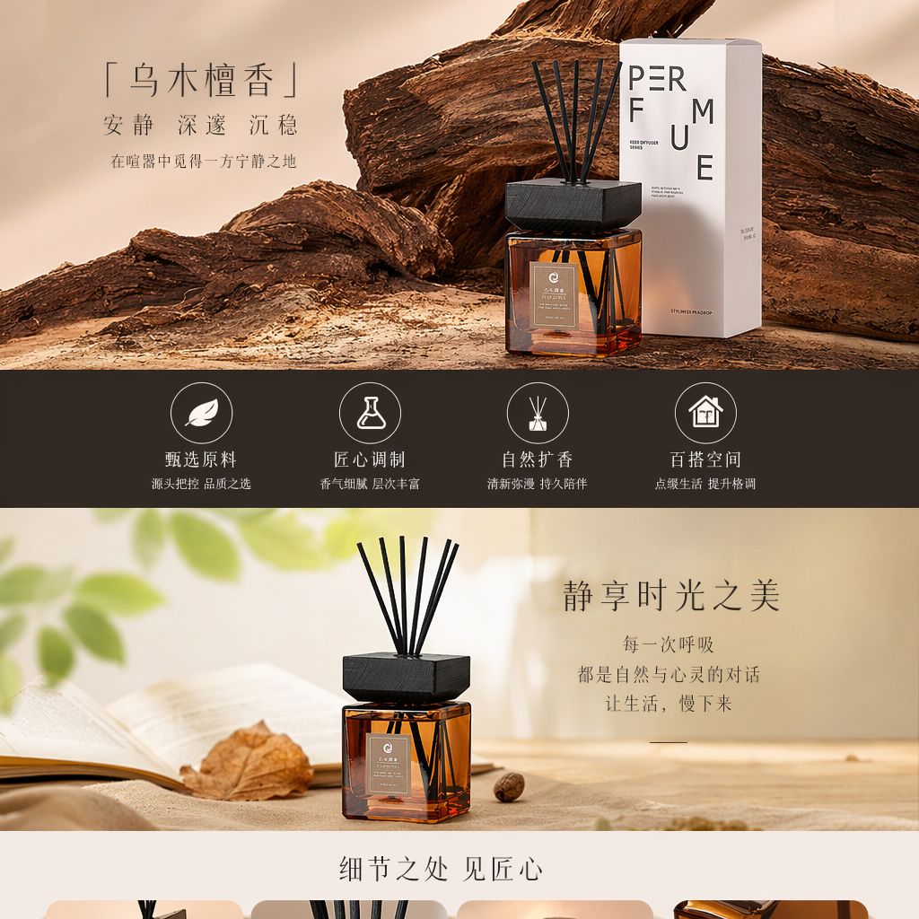 乌木檀香香薰扩散器 天然植物精油扩香 家居办公静音款详情1