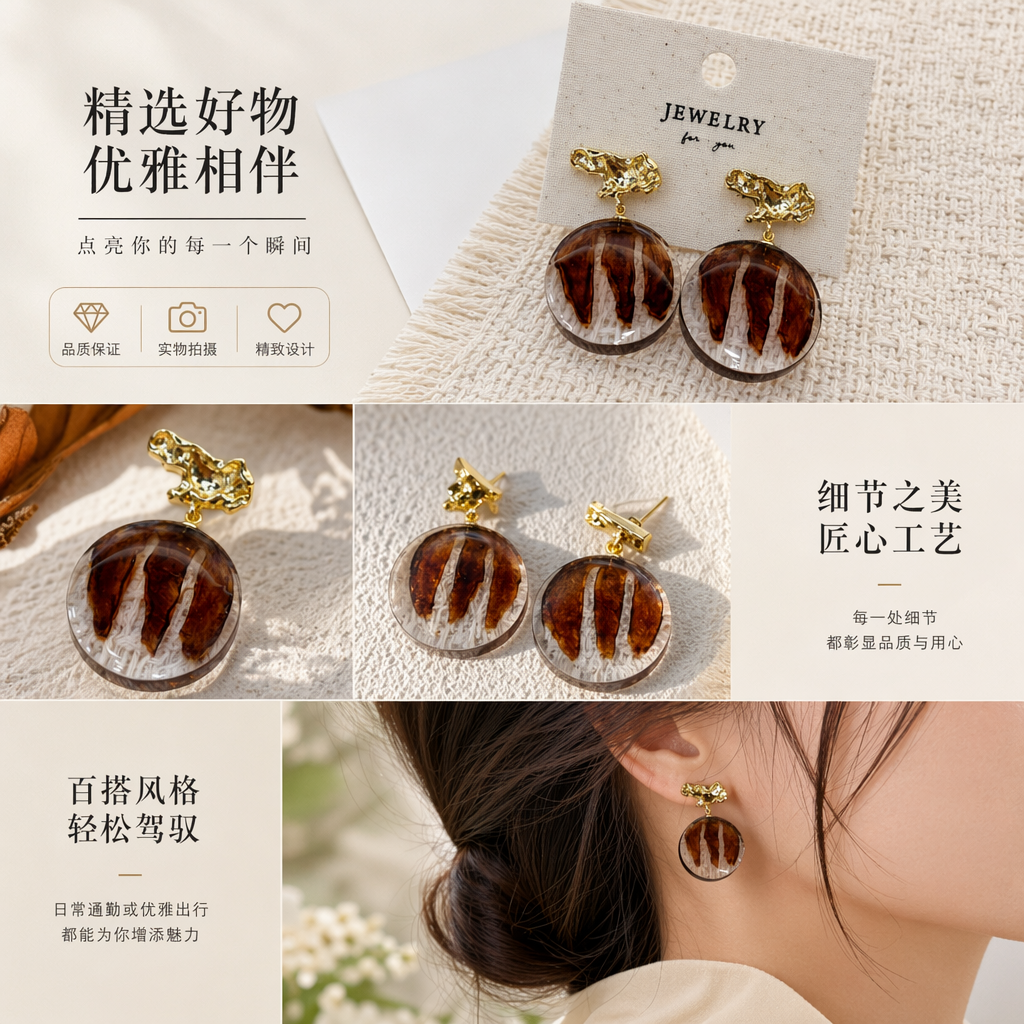 S925珍珠耳饰 女士简约耳环 防过敏耳钉 一对装详情1