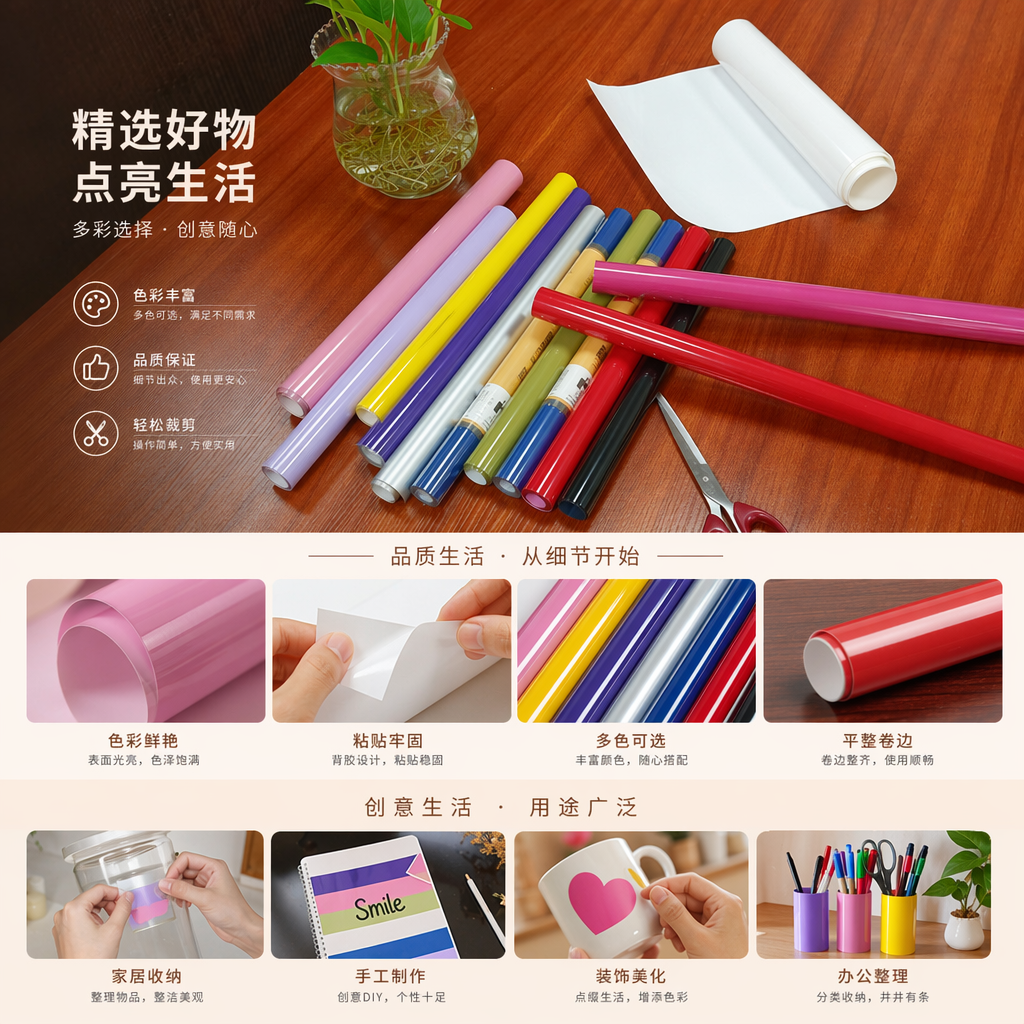 彩色胶带卷 手账装饰美工胶带 多色混装 卷装粘贴纸详情1