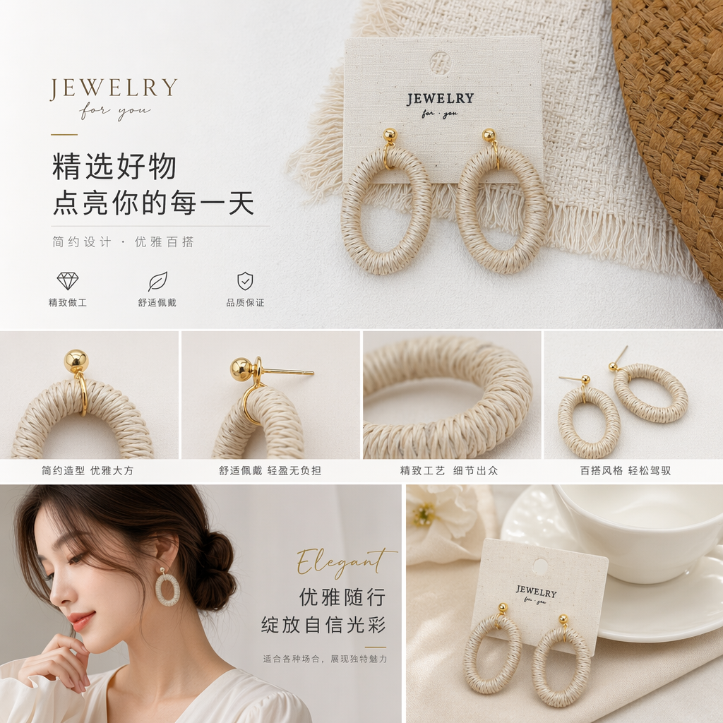 S925珍珠耳饰女茉莉白耳环时尚饰品180g详情1