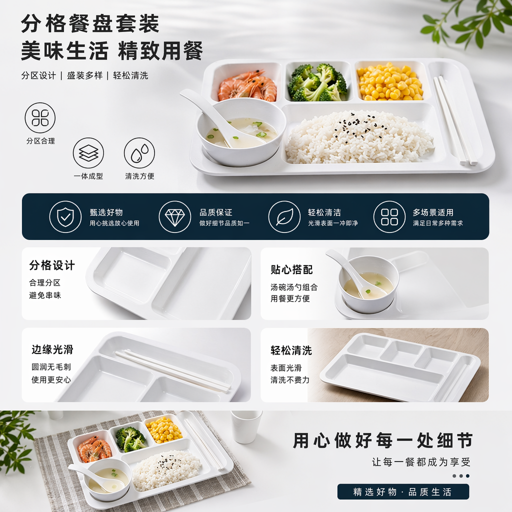 白色餐盘 陶瓷圆形家用餐具套装简约现代餐桌摆盘详情1