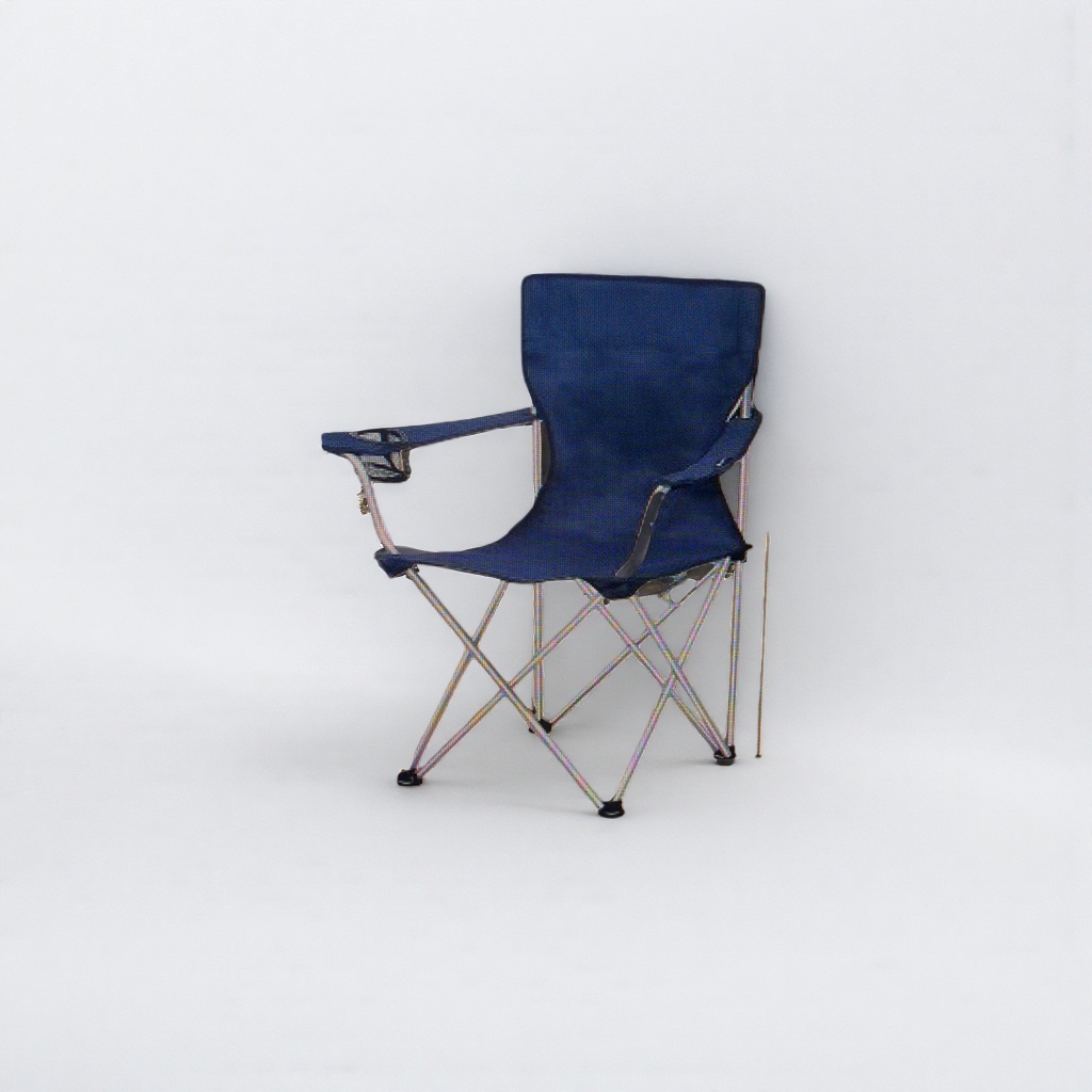 The blue folding chair is lightweight and portable for both home and outdoor use. It can be stored and has a stable load-bearing capacity