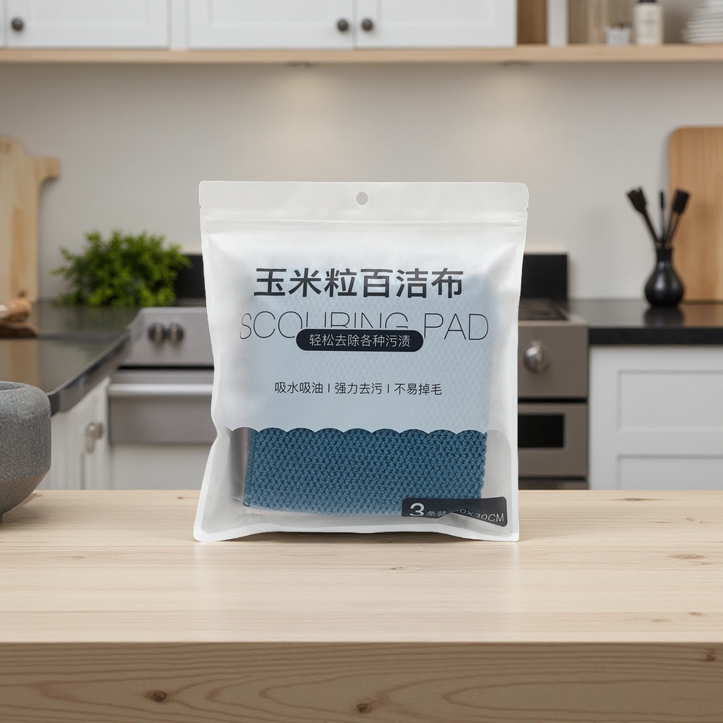 玉米粒百洁布+包装袋产品图