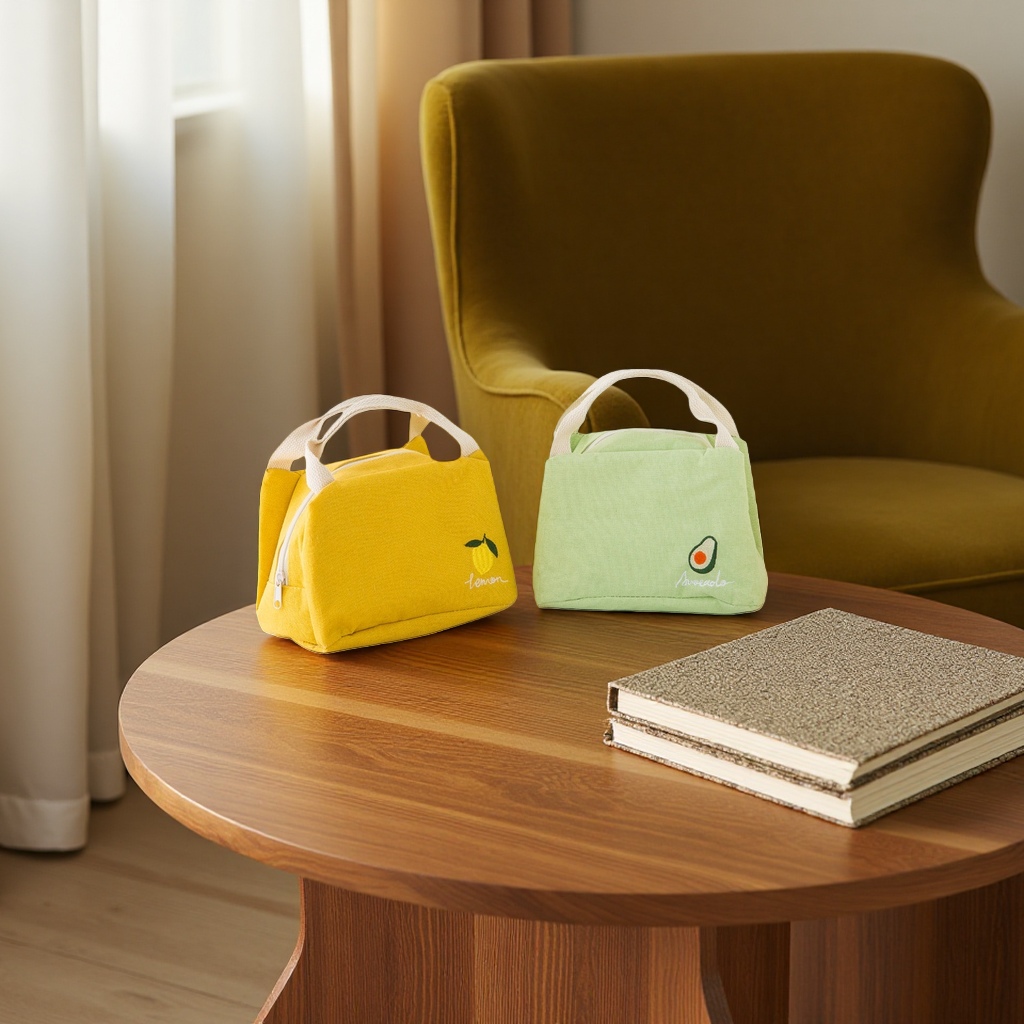 There are two fashionable options available: a yellow lemon pattern handbag and a green avocado pattern handbag Application Scenario