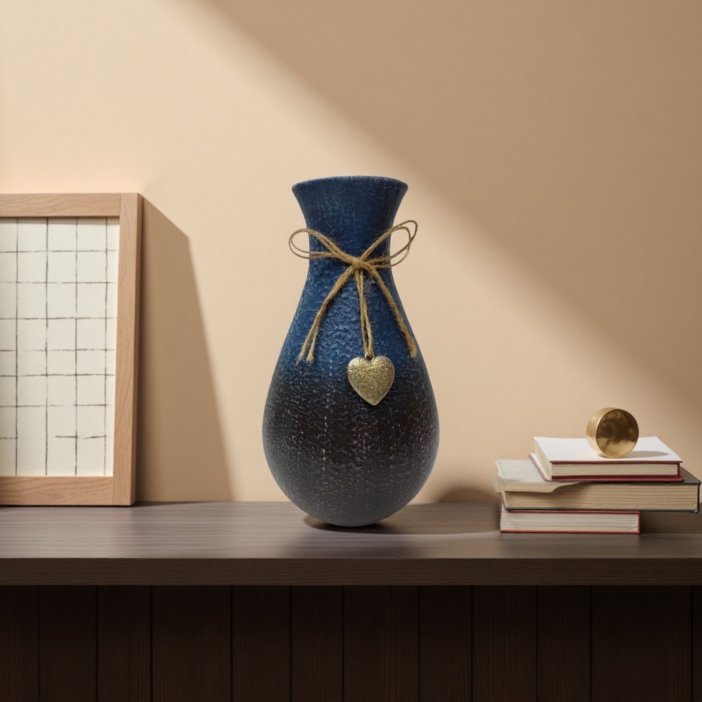 Blue ceramic vase, a high-quality decorative item for the living room entrance, a Nordic-style home flower arrangement Specification image