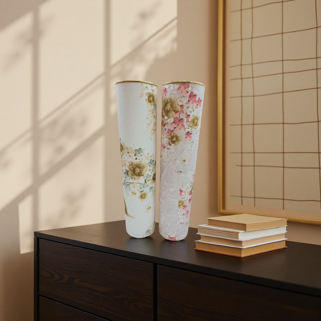 Floral pattern decorative vases, living room and bedroom ornaments, ceramic flower arrangement containers Application Scenario