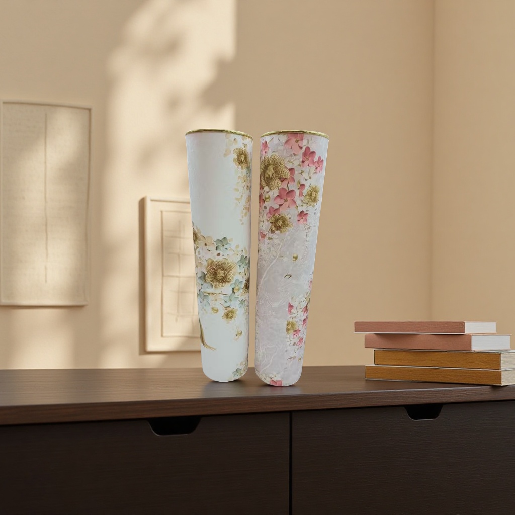 Floral pattern decorative vases, living room and bedroom ornaments, ceramic flower arrangement containers details Picture