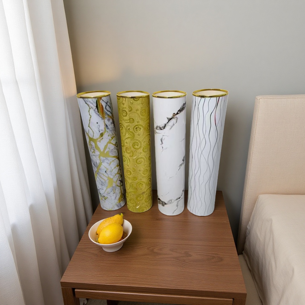 Four patterned cylindrical decorative vases for living room and bedroom tabletop ornaments details Picture