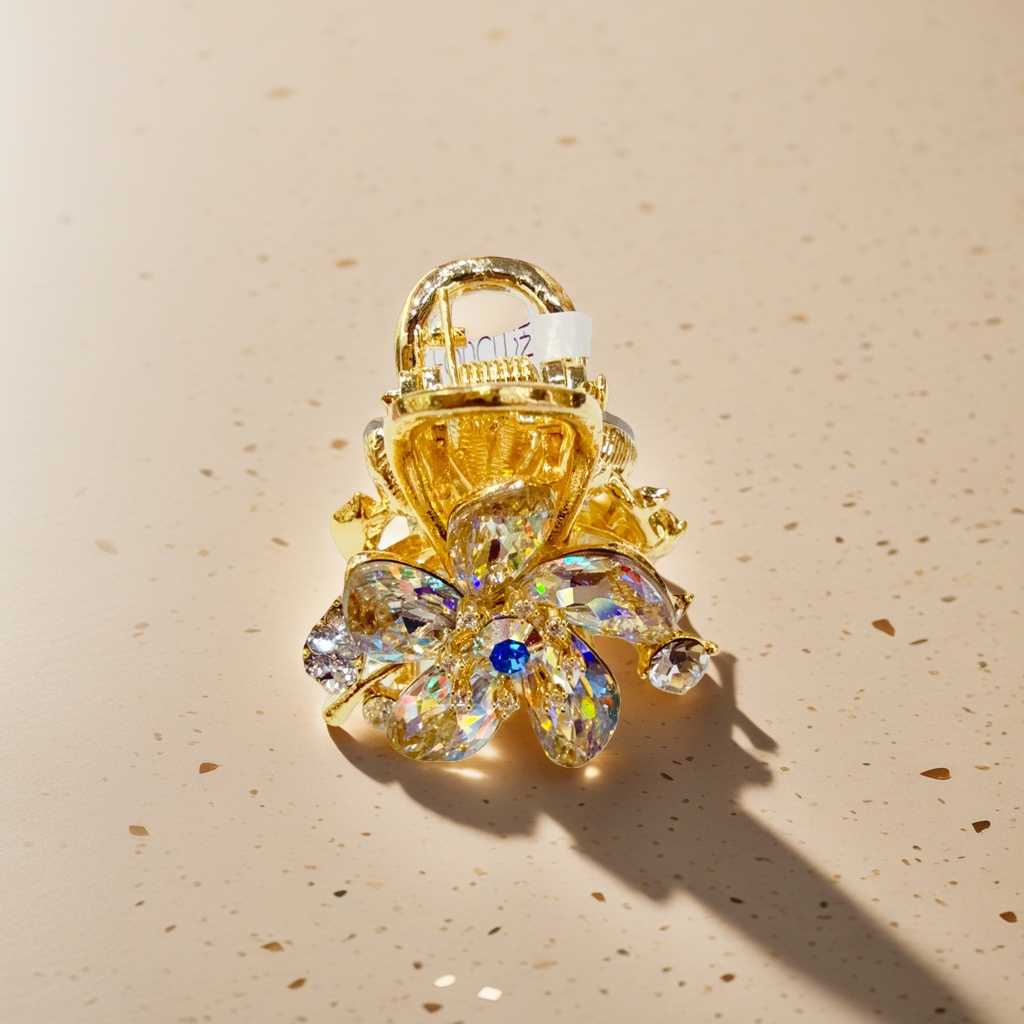 Forma de flor de oro incrustado color cristal metal hairpin details Picture