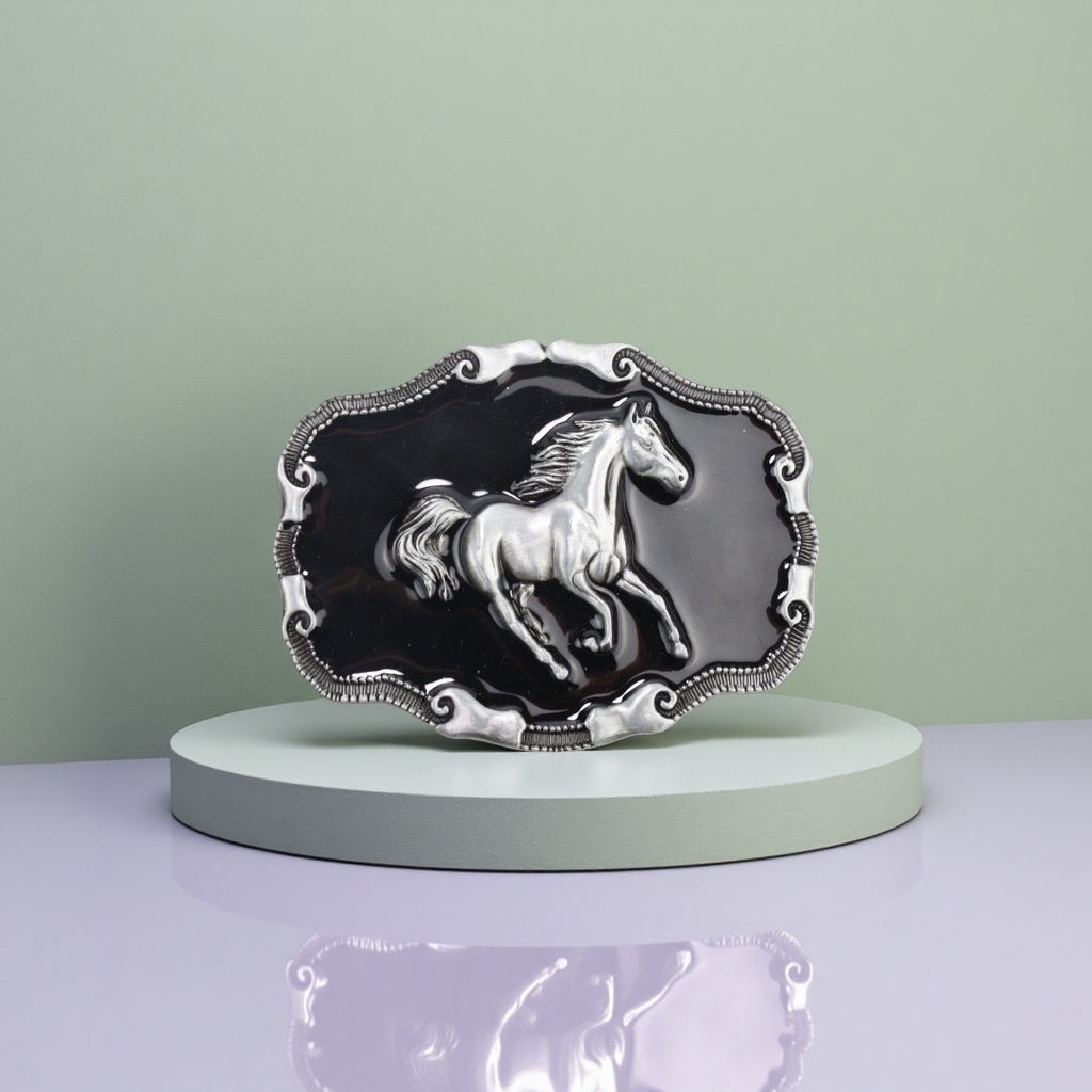 Metal horse-shaped belt buckle, a fashionable and retro men's belt buckle accessory