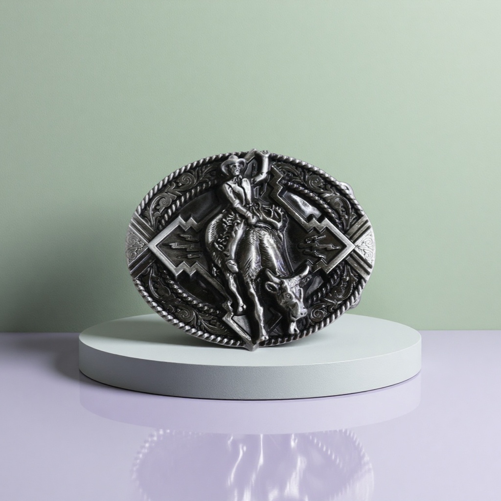 The metal denim cow-riding belt buckle is a fashionable and retro belt buckle that fits various belts