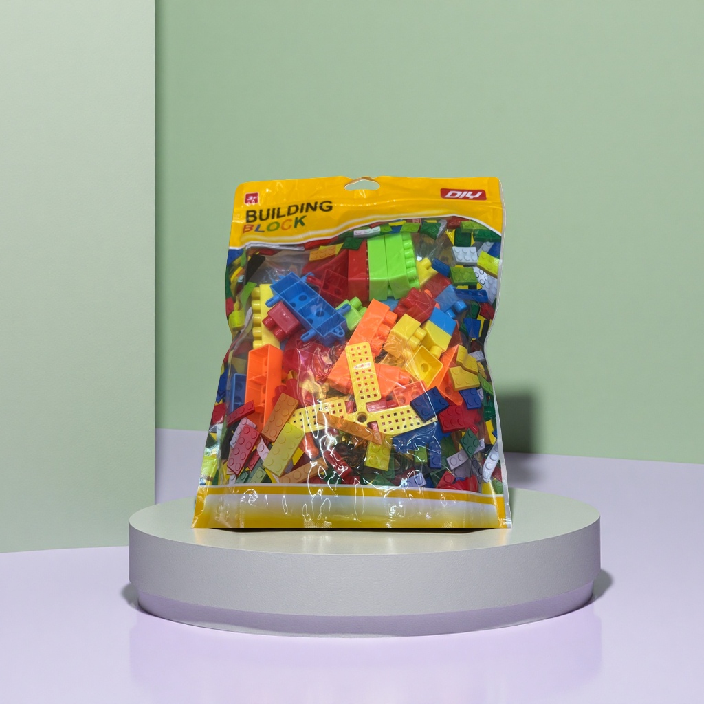 Colorful building block sets, assembly, storage building block bags, children's educational assembly toys, safety rounded corners